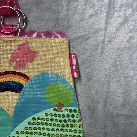 Transversion Tote Vintage 1990s Travel Rare Embellishments Applique Top Handle - Picture 2 of 10